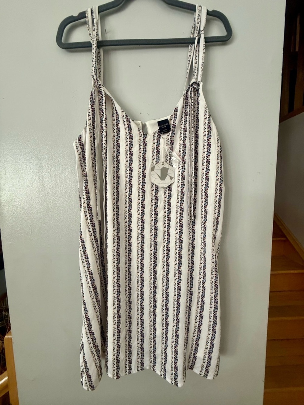 ETHEREAL | Tie-Shoulder Ditsy Floral & Stripe Sundress